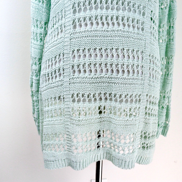 Soft Surroundings Size M Open Knit Scoop Neck Tunic Sweater Green - Picture 7 of 9